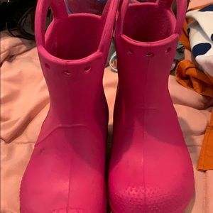 Pink Croc rain boots